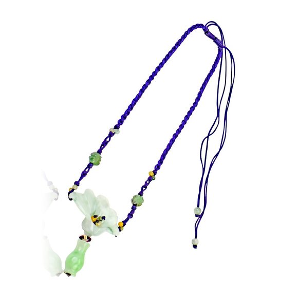 Fanned-out petals Peacock Flower Handmade Honey Jade Necklace Pendant - Picture 7 of 7